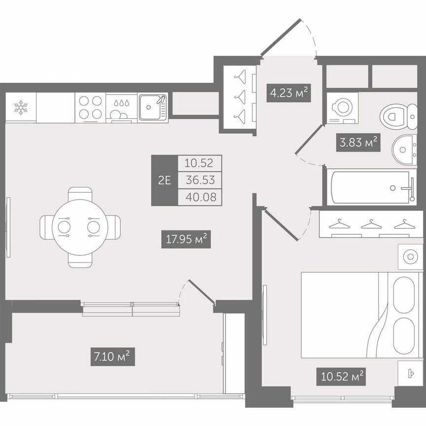 1-к. квартира, 40,1 м², 9/10 эт.