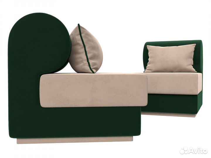 Набор Кипр-1 (2 кресла), велюр, бежевый, зеленый