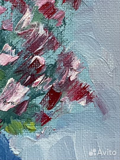 Картина маслом на холсте Розовые цветы абстракция
