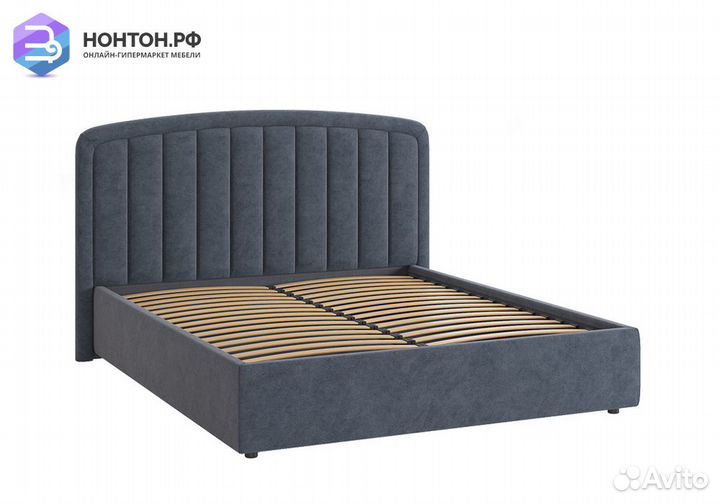 Кровать Сиена 2 1.6 м серо-синяя
