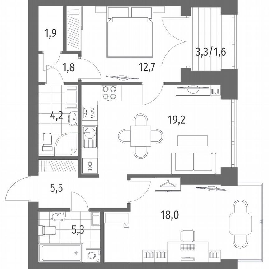 2-к. квартира, 70,3 м², 10/13 эт.