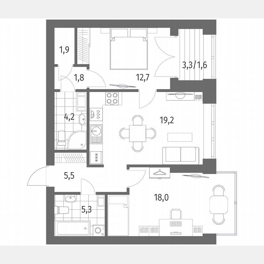 2-к. квартира, 70,3 м², 10/13 эт.