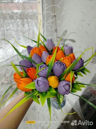 Мыло ручной работы. Букет тюльпанов