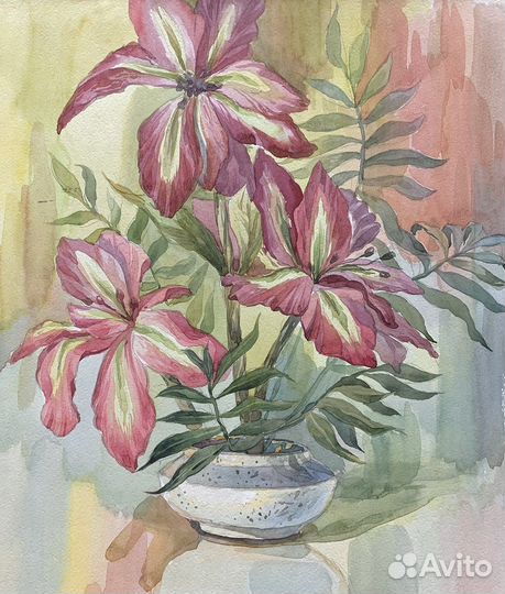 Картина, живопись цветы. Акварельная живопись