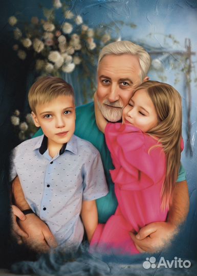 Портрет по фото + печать на холсте