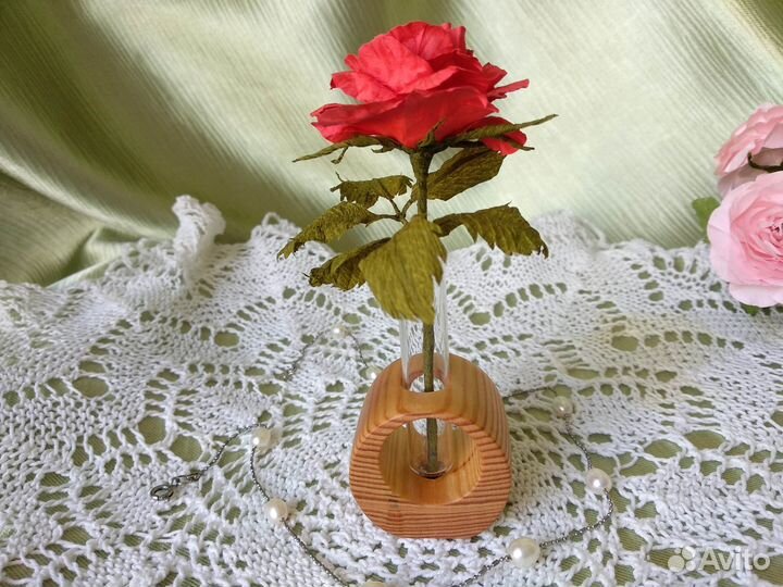 Мини ваза деревянная с колбой
