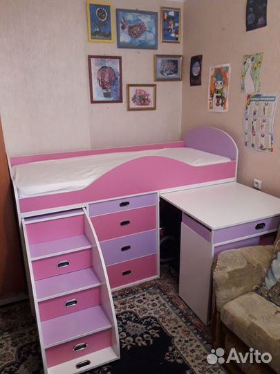 Детская кровать-чердак с матрасом