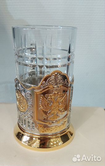 Подстаканник никель с позолотой