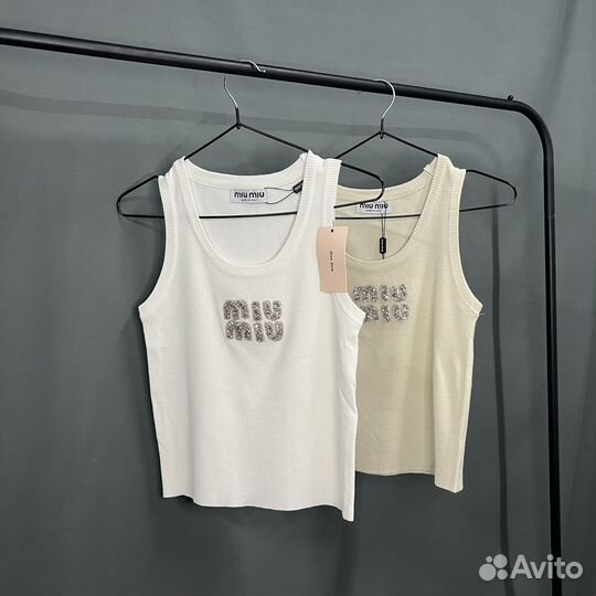 Топ майка Miu Miu стразы