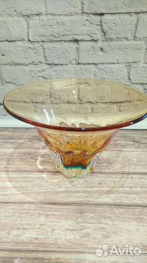 Ваза конфетница гутное стекло времен СССР