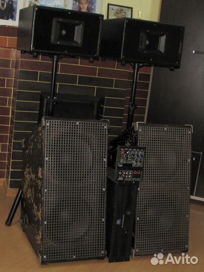 Колонки FA 4200W Рупоры Сабы Усилок Микшер Штативы