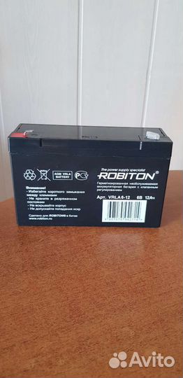 Аккумулятор 6В 12Ач robiton свинцово-кислотный