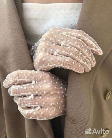 Ажурные перчатки белые свадебные