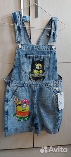 Полукомбинезон джинсовый ручная роспись р.xs
