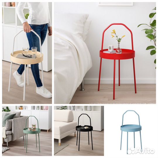 Приставной столик IKEA burvik белый, 38 см