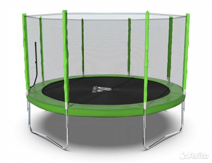 Батут 366cм с сеткой и лестницей в наличии зеленый