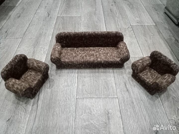 Мебель комплект диван кресла для кукол кукольный