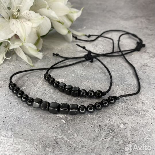 Комплект украшений из шунгита чокер и браслет