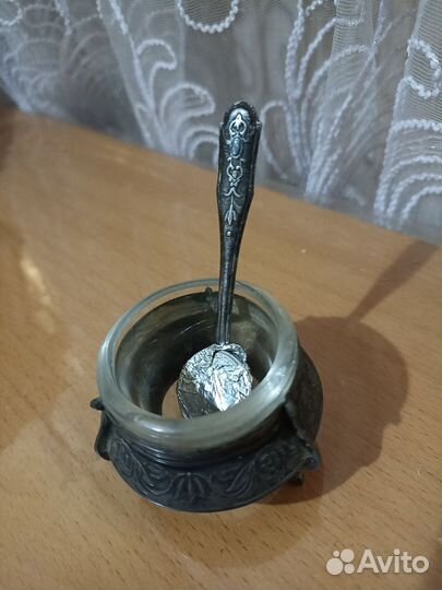 Солонка мельхиор с ложкой СССР