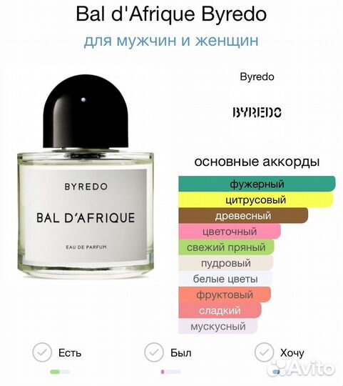 Byredo Bal D'Afrique стойкий парфюм