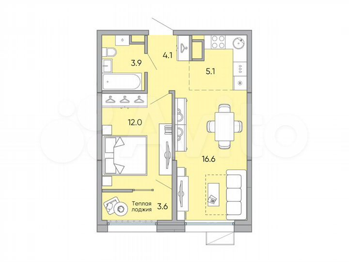 2-к. квартира, 45,3 м², 14/18 эт.