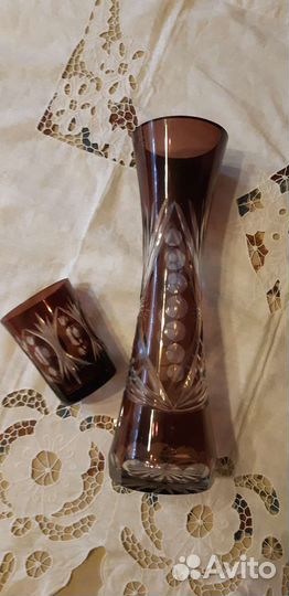 Ваза цветное, гутное стекло СССР