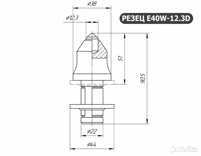 Резец Е40W-12.3D