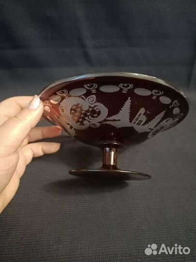 Старинная фруктовница Германия стекло