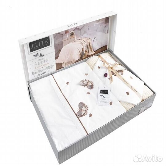 Постельное белье + плед, Elita Турция.размер Евро