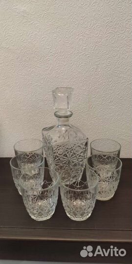 Графин хрустальный с 6 бокалами