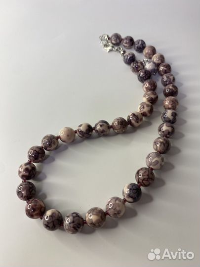 Розовые бусы стекло 45 см