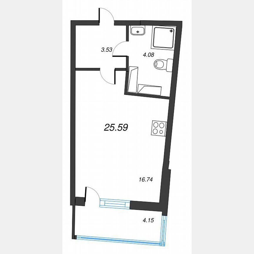 Квартира-студия, 28,5 м², 13/22 эт.