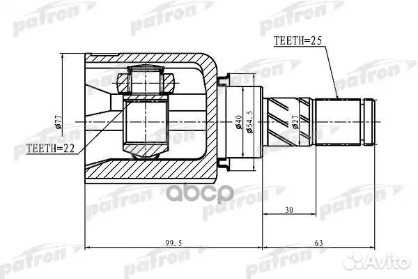 ШРУС внутренний правый 25x40x22 nissan almera B