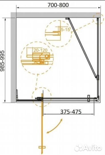 Душевой уголок Cezares slider-AH-1-100-70/80-BR-Cr