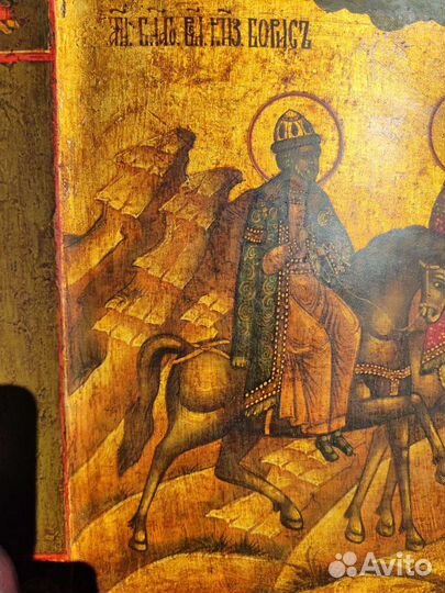 Старинная икона Борис и Глеб