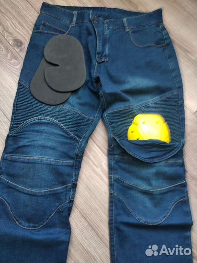 Мото джинсы с защитой синие