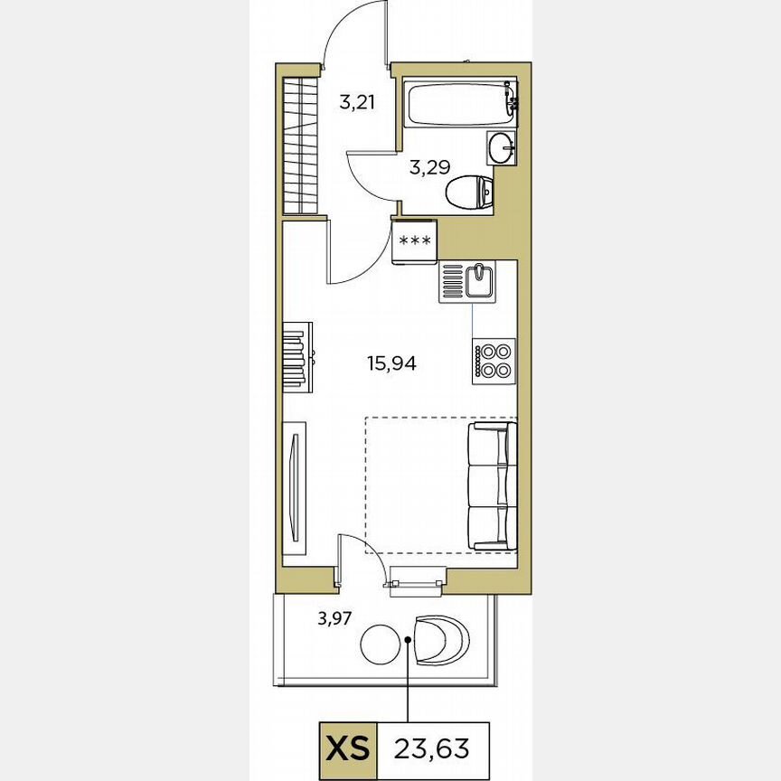 Квартира-студия, 17,5 м², 16/24 эт.