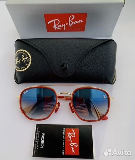 Очки ray ban hexagonal ferrari голубые