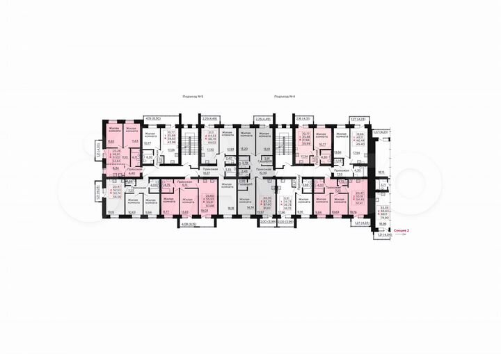 2-к. квартира, 66,8 м², 2/4 эт.
