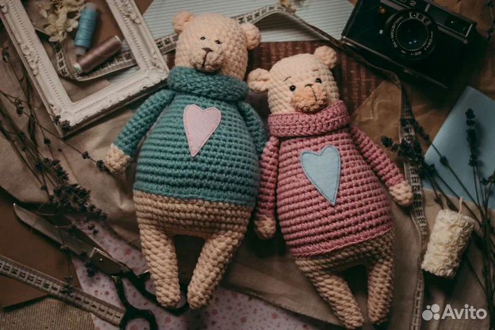 Игрушки вязаные мишки, вязаные медведи из плюша