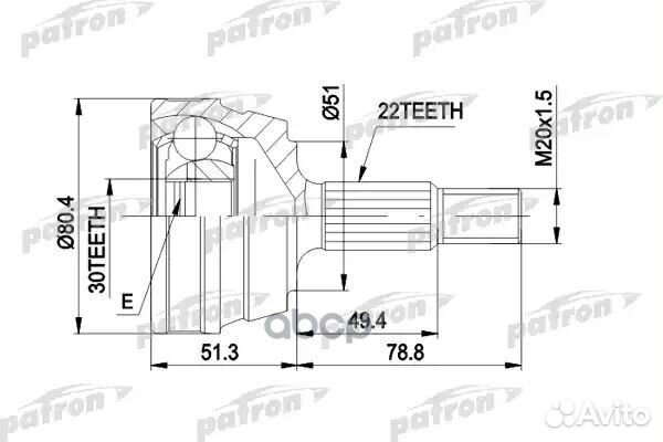 Шрус наружн к-кт 22x50x30 VW: golf I 74-84, GOL