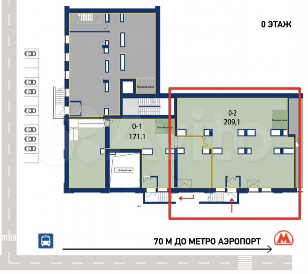 Торговая площадь на первой линии - 209,1 м²