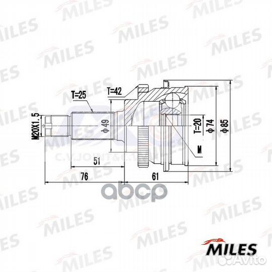 Шрус наружный suzuki baleno/cultus 1.6/1.8 с AB