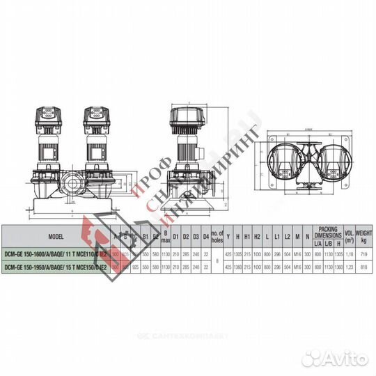 Насос DCM-GE 150-1600/A/baqe/11 T PN16 3х400В/50 Г