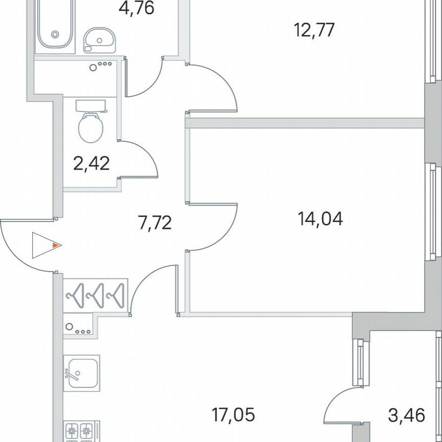 2-к. квартира, 60,5 м², 1/8 эт.