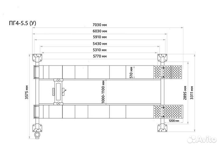 Пг4-5.5 (У) 4-х стоечный подъёмник 5.5т
