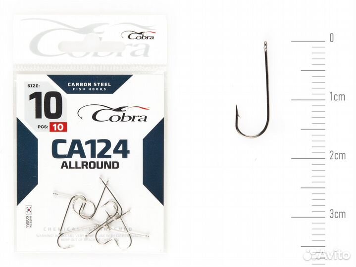 Крючки Cobra round сер. CA124 разм. 010 10шт
