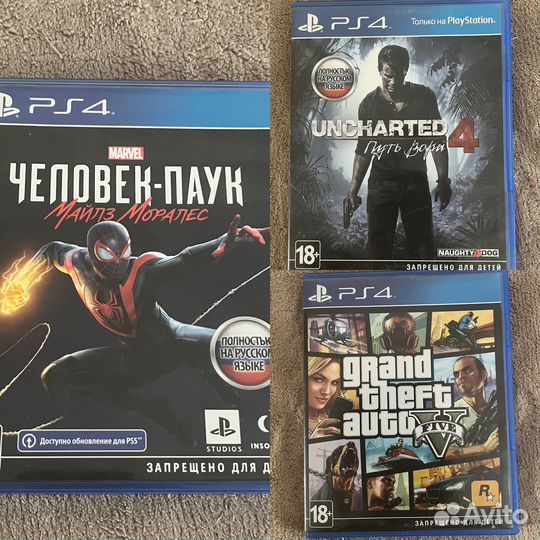 Игры ps4 (человек паук, gta 5, uncharted 4)