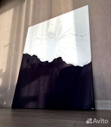 Текстурная интерьерная картина 60х80 Чёрный Пляж