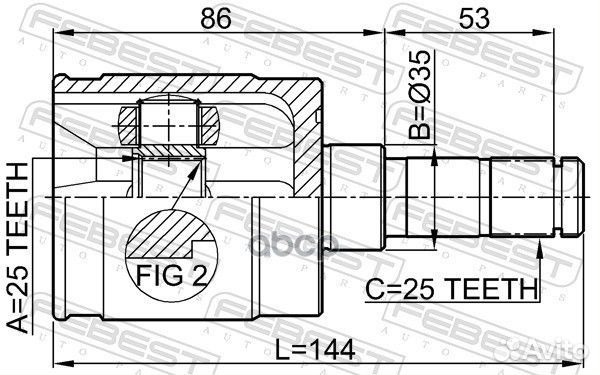 ШРУС внутренний правый 25x35x25 (honda jazz/FIT